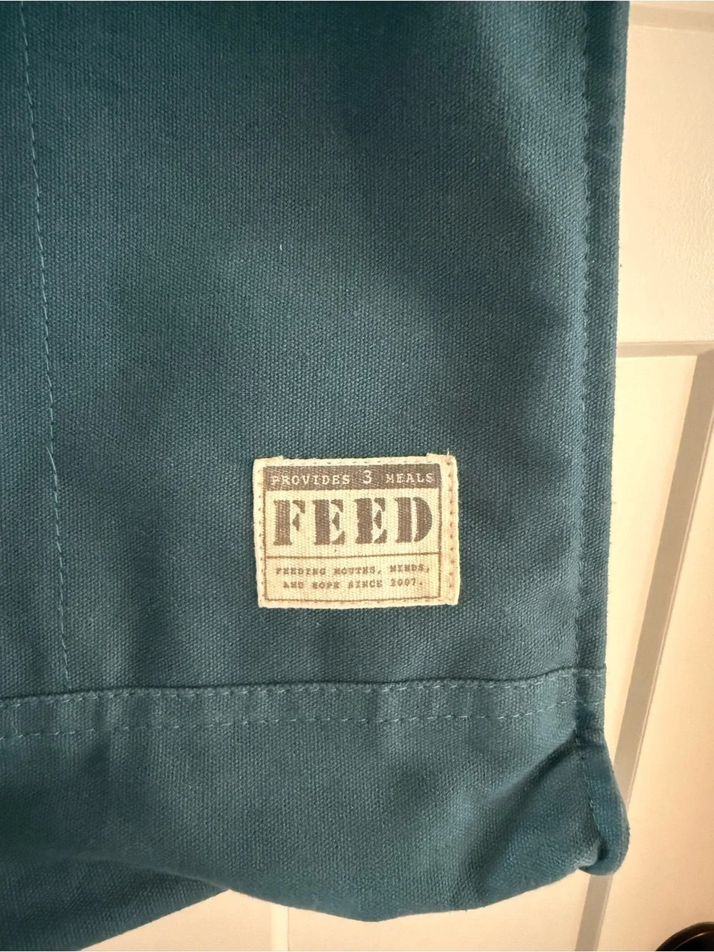 FEED Project Market Tote Bag with Brown Leather Straps